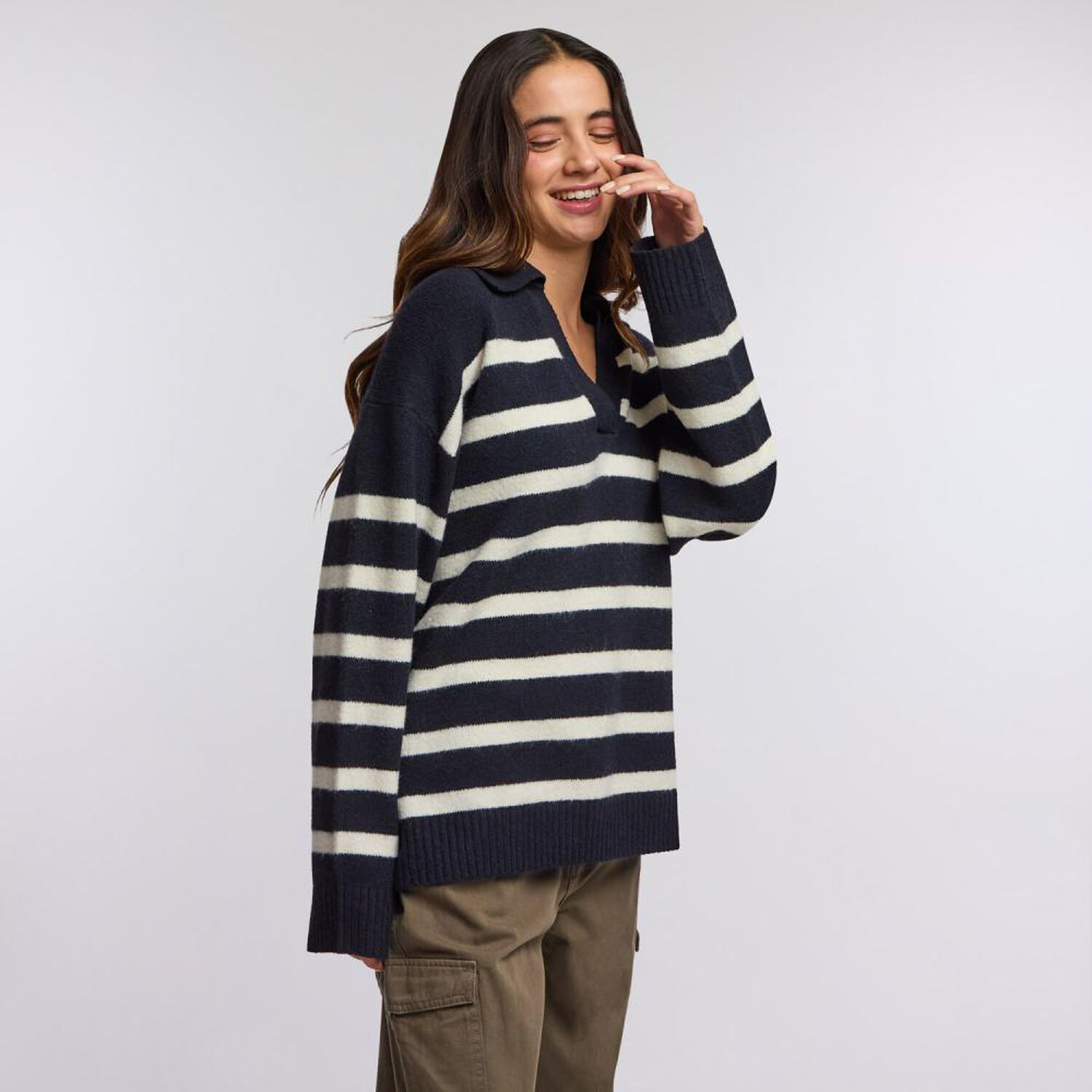 Sweater Rayas Manga Larga Cuello Camisero Mujer Freedom image number 2.0