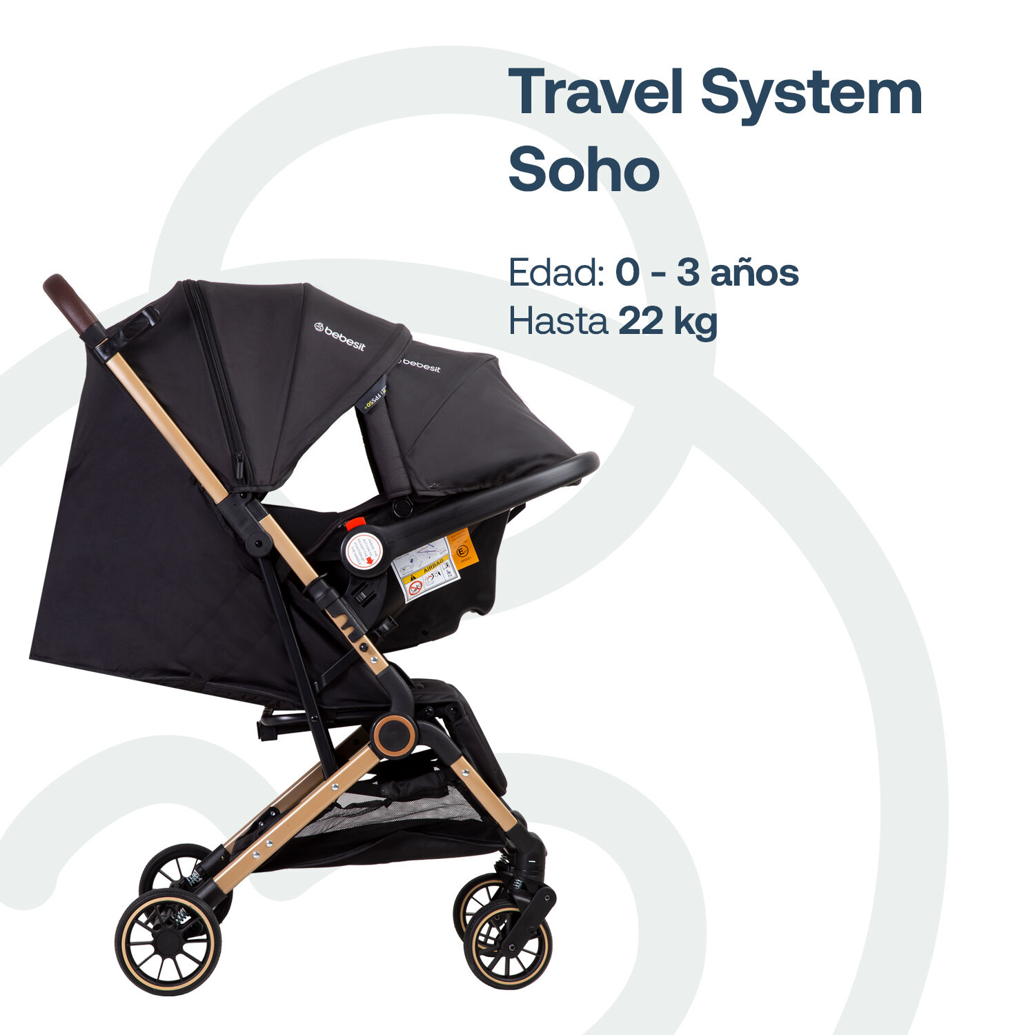 Coche Maleta Compacto Travel System Soho Negro Bebesit image number 4.0