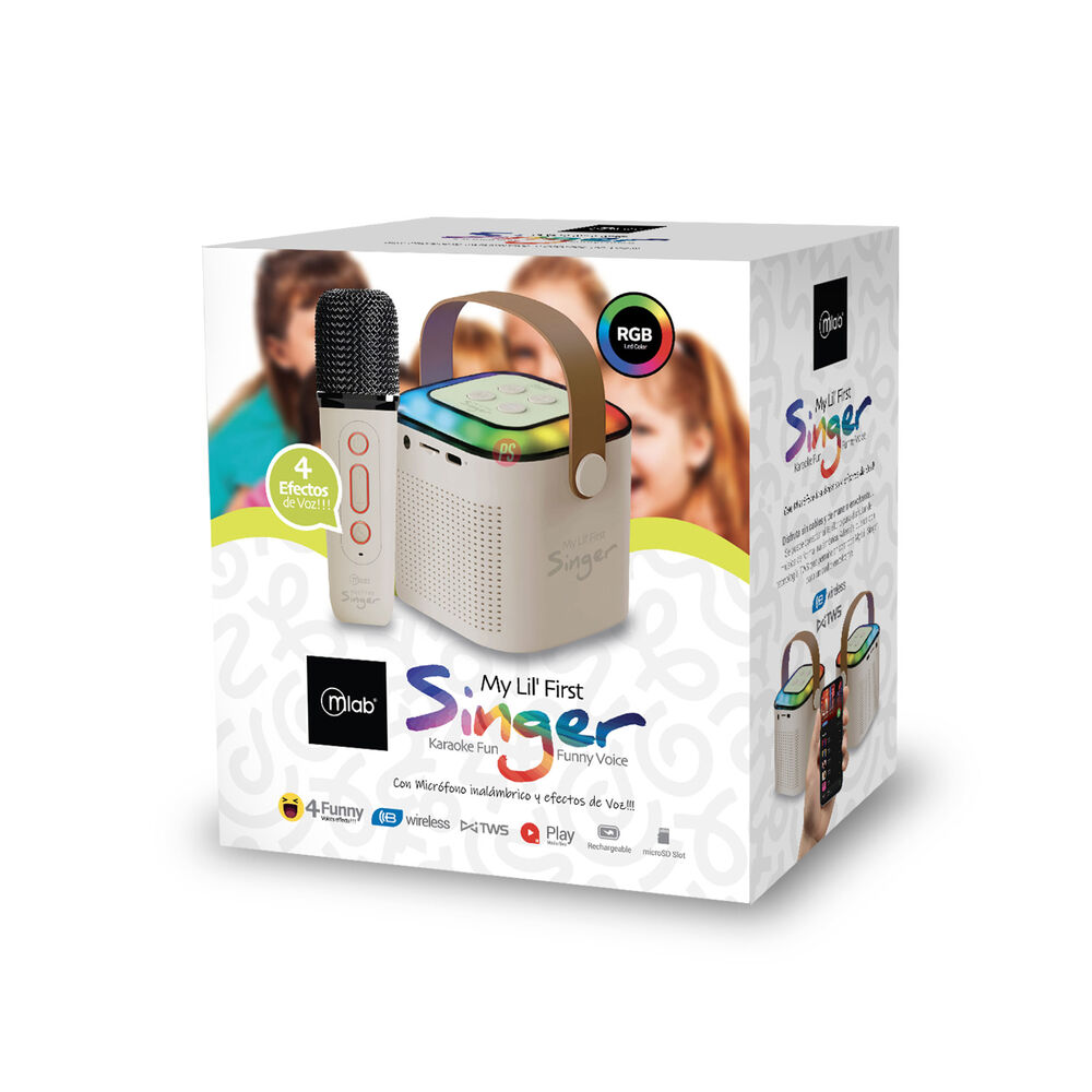 Parlante Karaoke Rgb Con Micr&oacute;fono Inal&aacute;mbrico Blanco - Ps image number 3.0