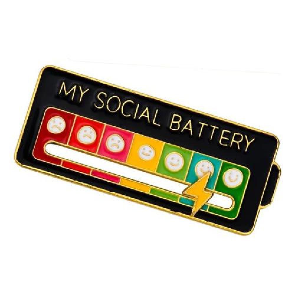 Broche Pin Divertido My Social Battery Bateria Social image number 0.0