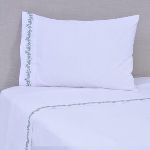 Sabana Bordada 180 Hilos Mashini 1.5 Plazas Ramas Verde