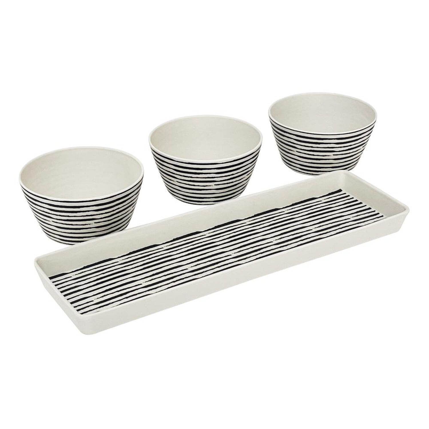 Set 3 Bowls Con Bandeja Rayas Decogreen image number 1.0