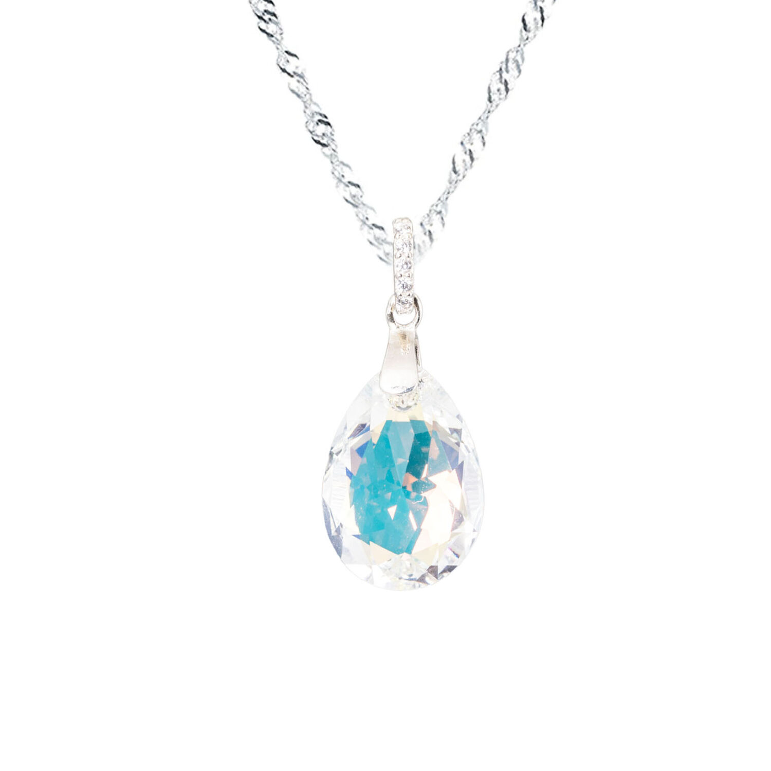 Collar Capricho Plata Italiana 925 Y Cristales Genuinos Aurora Boreal image number 0.0