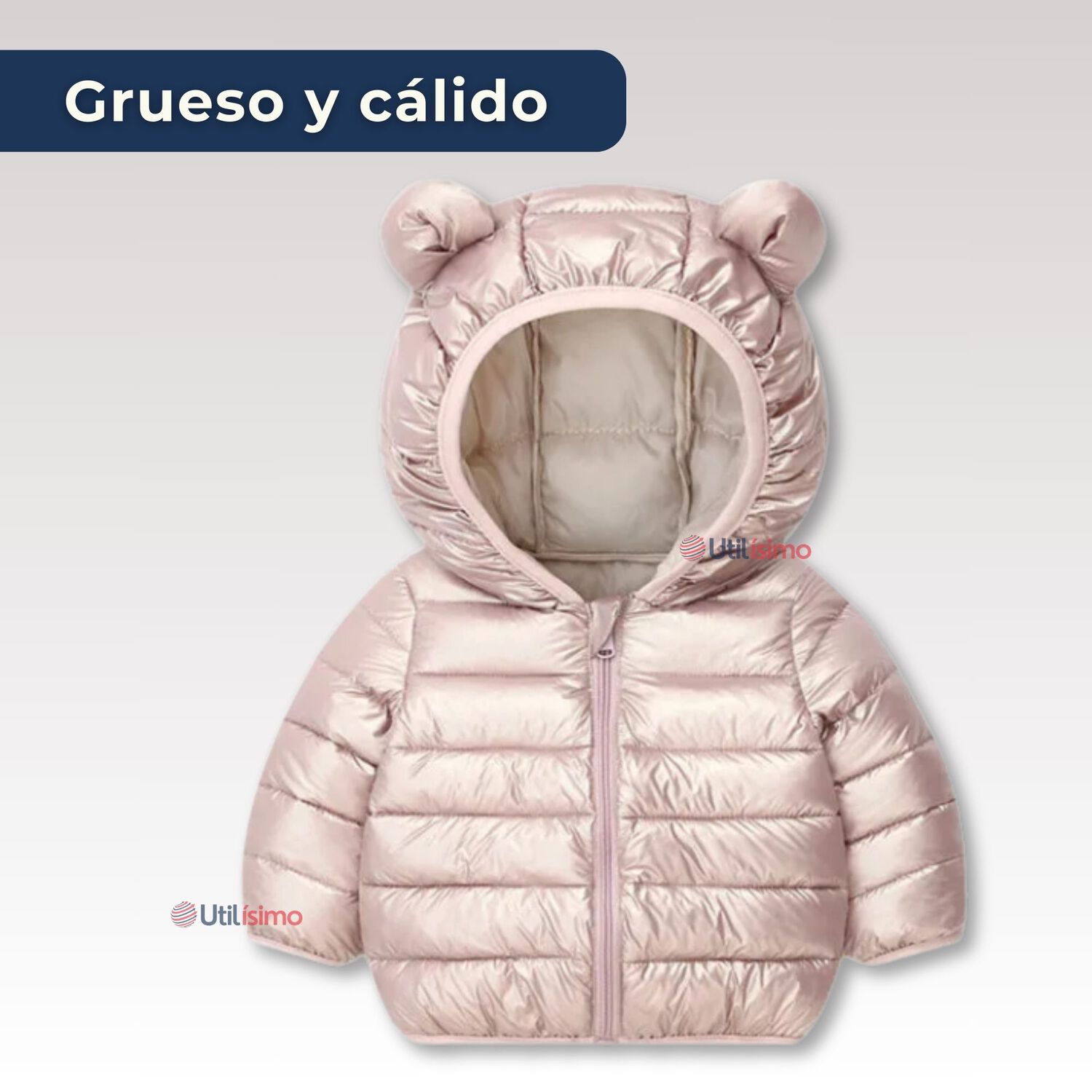 Parka Con Capucha Manga Larga Ni&ntilde;o Y Ni&ntilde;a Jump Kids Metallic Pink image number 3.0
