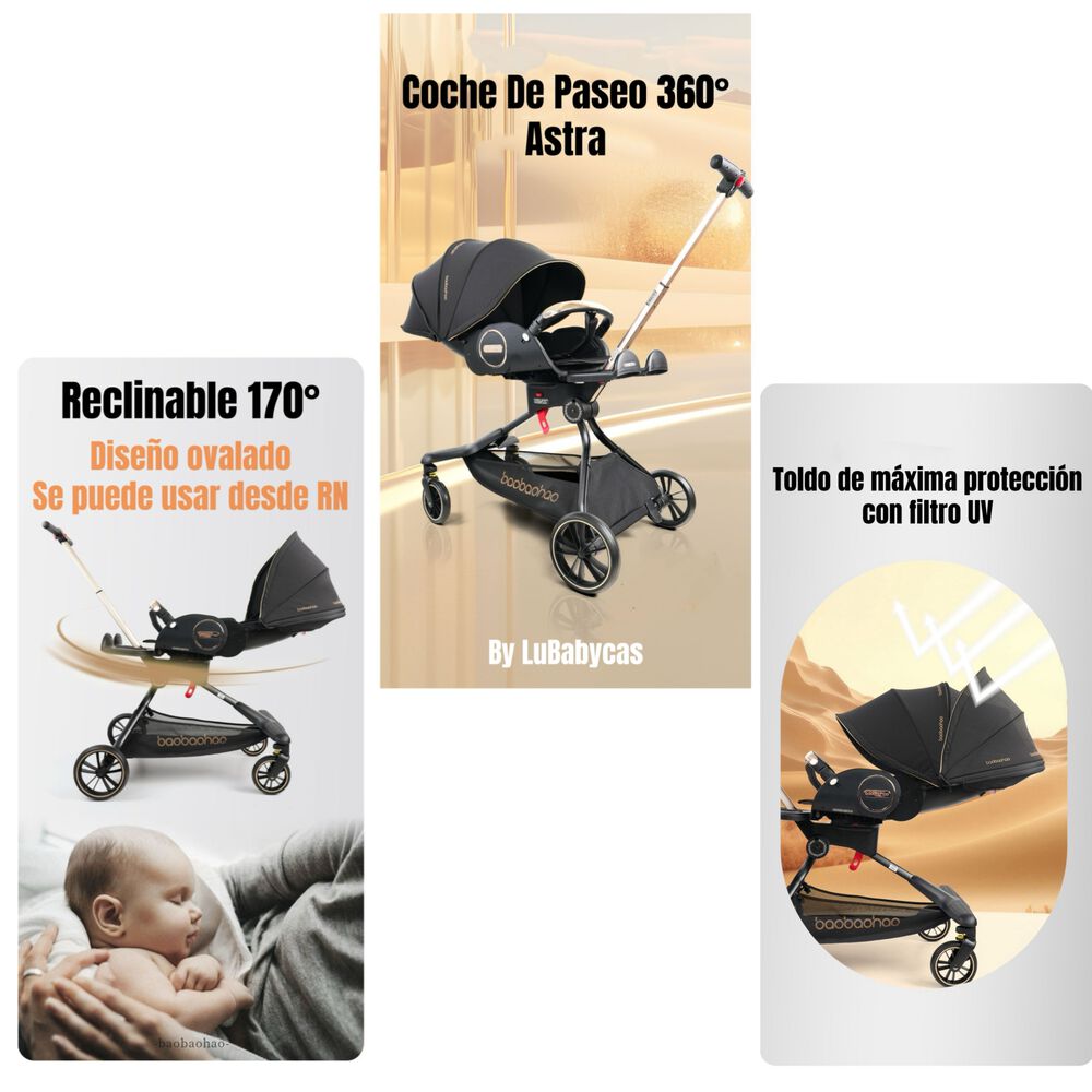 Coche De Paseo 360 Reclinable Astra Negro Lubabycas image number 2.0