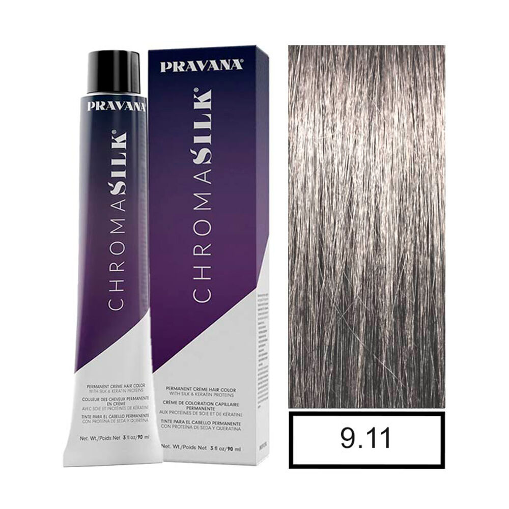 Pravana - Tintura Permanente Chromasilk Rubio Clarisimo Cenizo Intenso 9.11 90ml + Oxidante image number 0.0