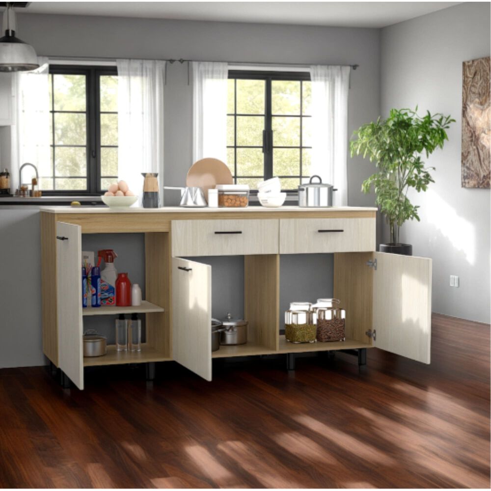 Mueble Base De Cocina 3 Puertas 2 Cajones Fm-003c Caf&eacute; Claro image number 5.0
