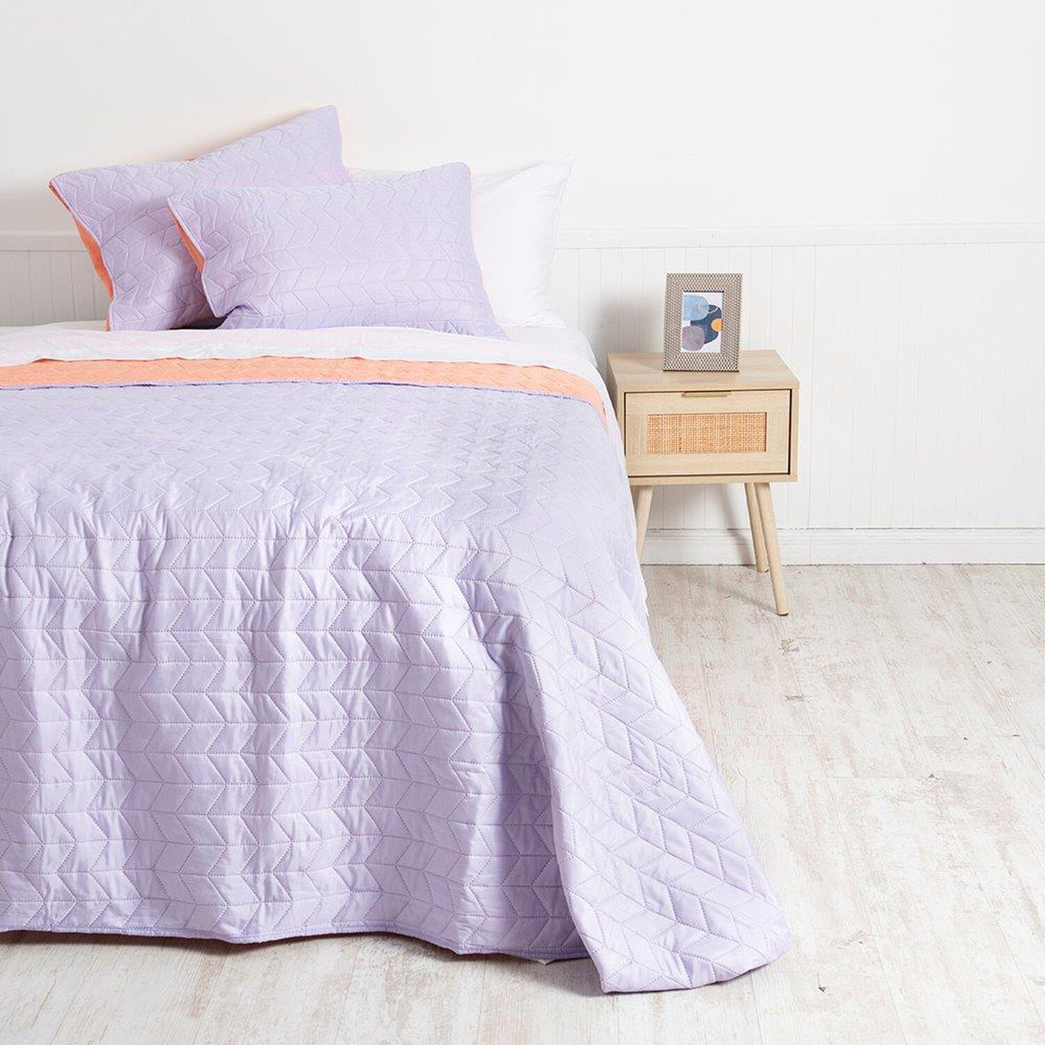 Cubrecama Quilt Liso 2 Plazas Lila - Naranjo image number 0.0