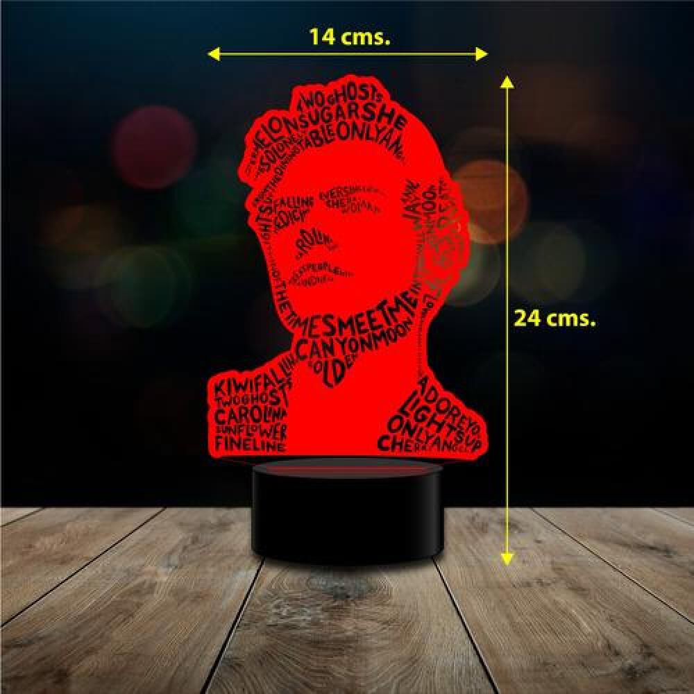 Lampara 3d Harry Styles Rostro Letras Control / Remoto Modc image number 2.0
