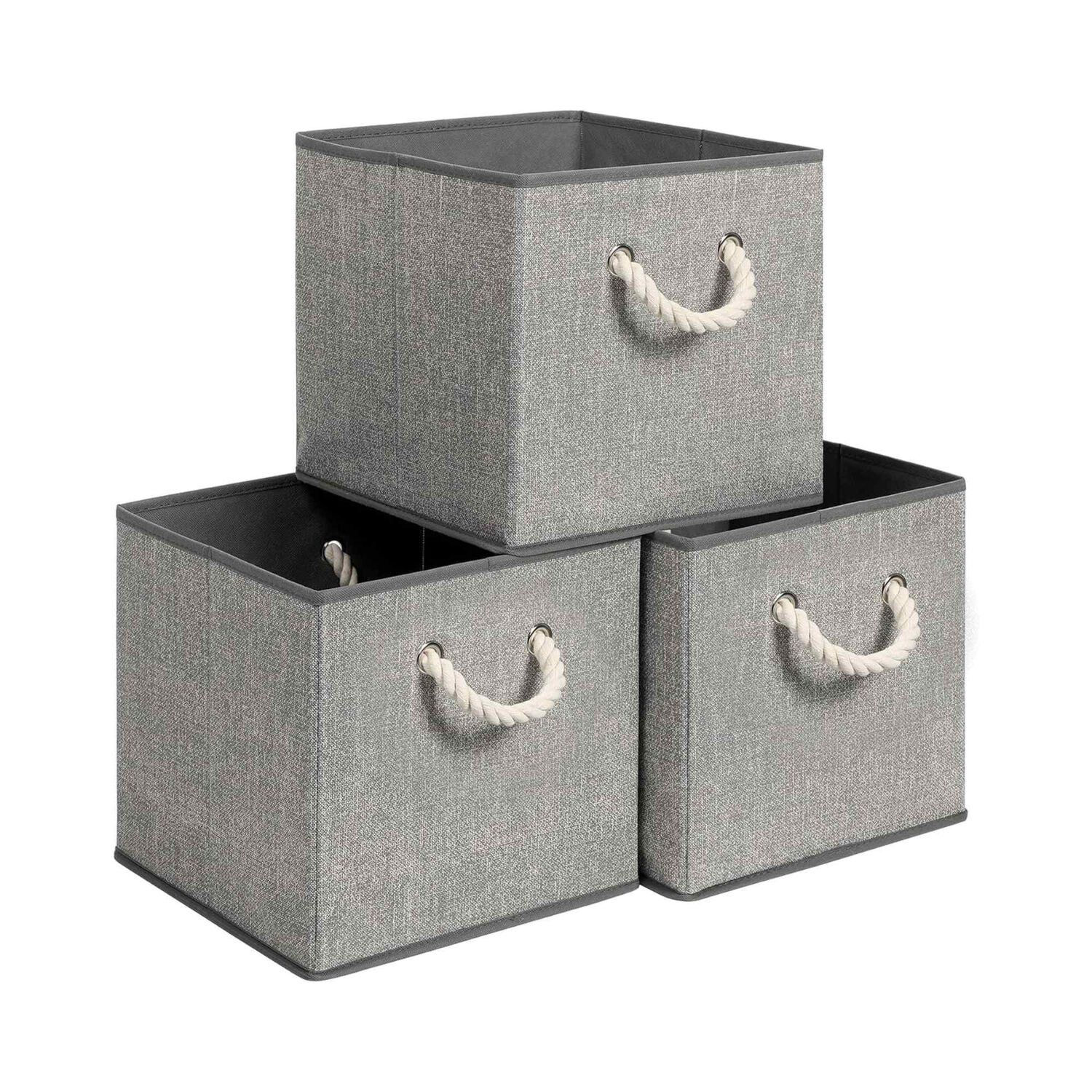 Set De 3 Cajas Organizadoras De Tela Plegables Con Asas image number 0.0