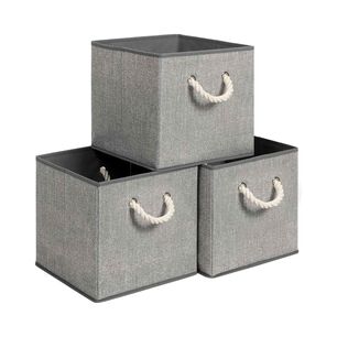 Set De 3 Cajas Organizadoras De Tela Plegables Con Asas