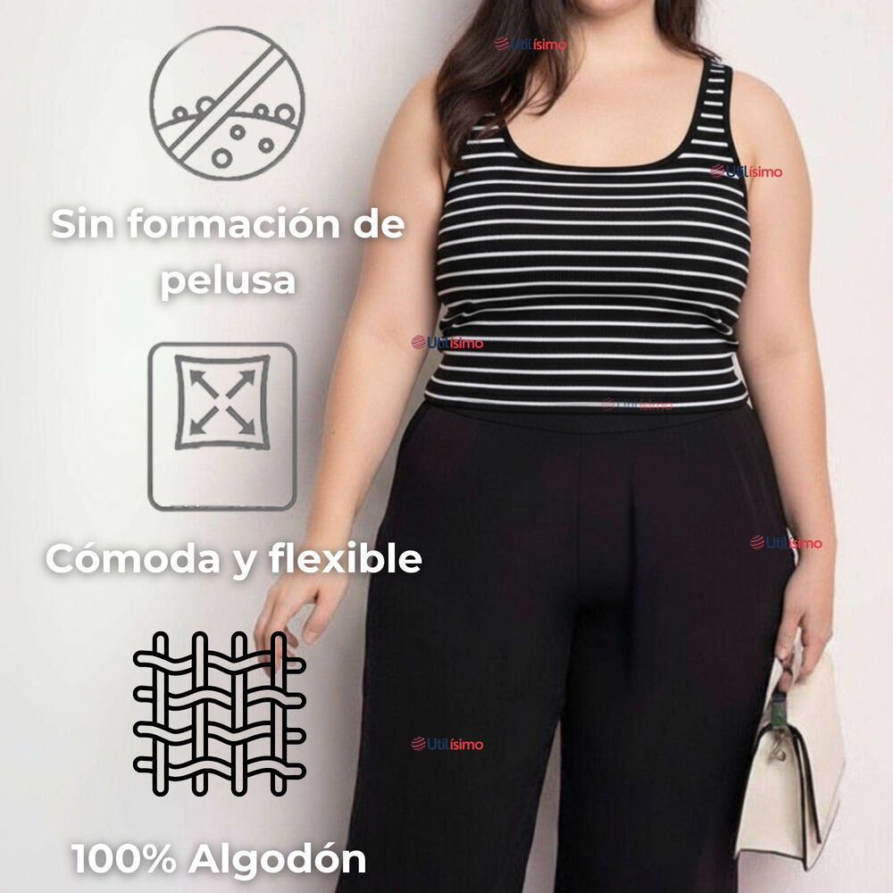 Camiseta Rayas 100% Algodón Básica Lisa Elástica Mujer Colores Surtidos image number 7.0