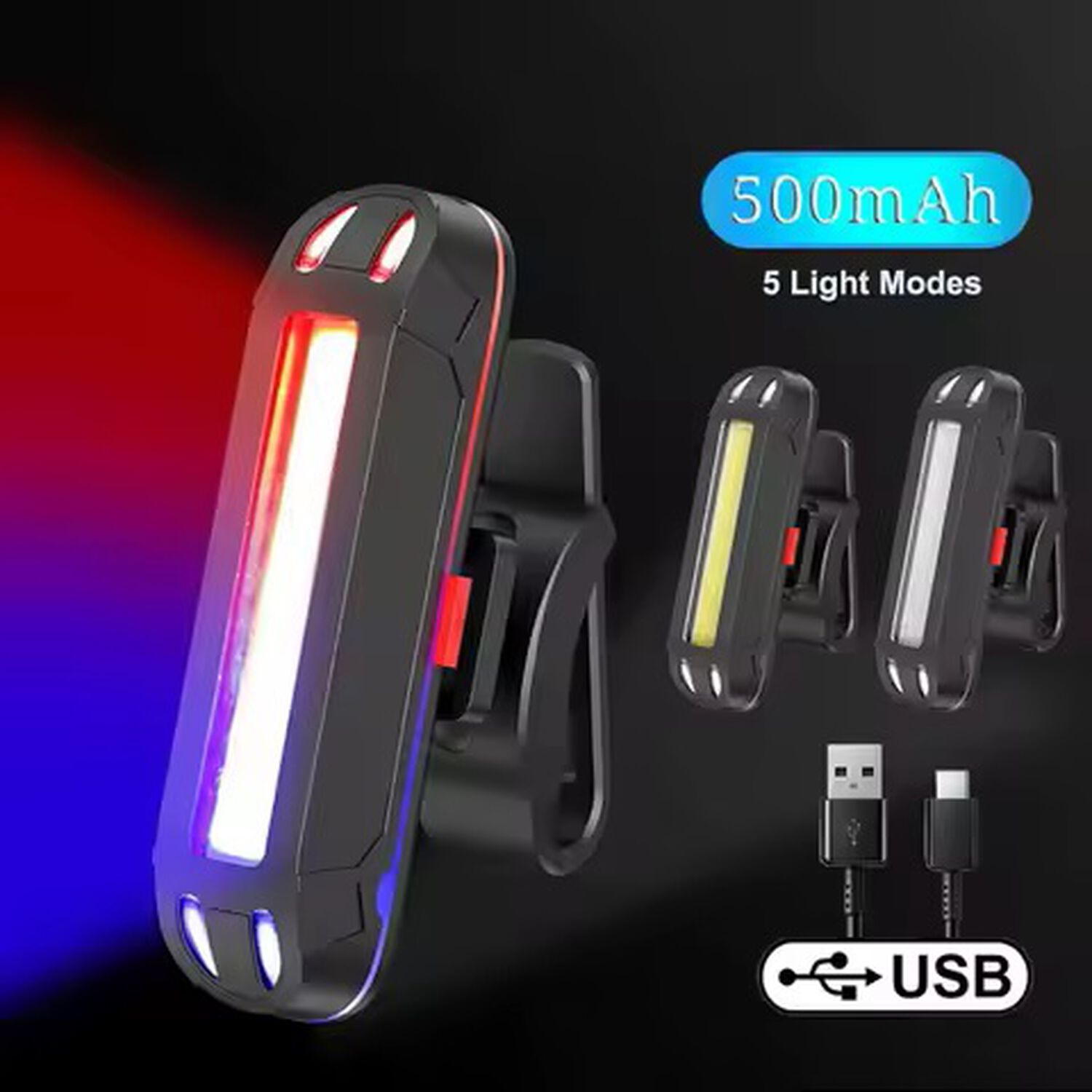 Luz Linterna Led Bicicleta Baliza Muy Potente Recargable Usb 3 Colores Y Funciones Tipo Baliza image number 8.0