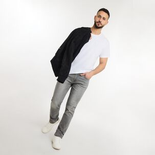 Polera Básica Slim Manga Corta Cuello Redondo Hombre Az Black