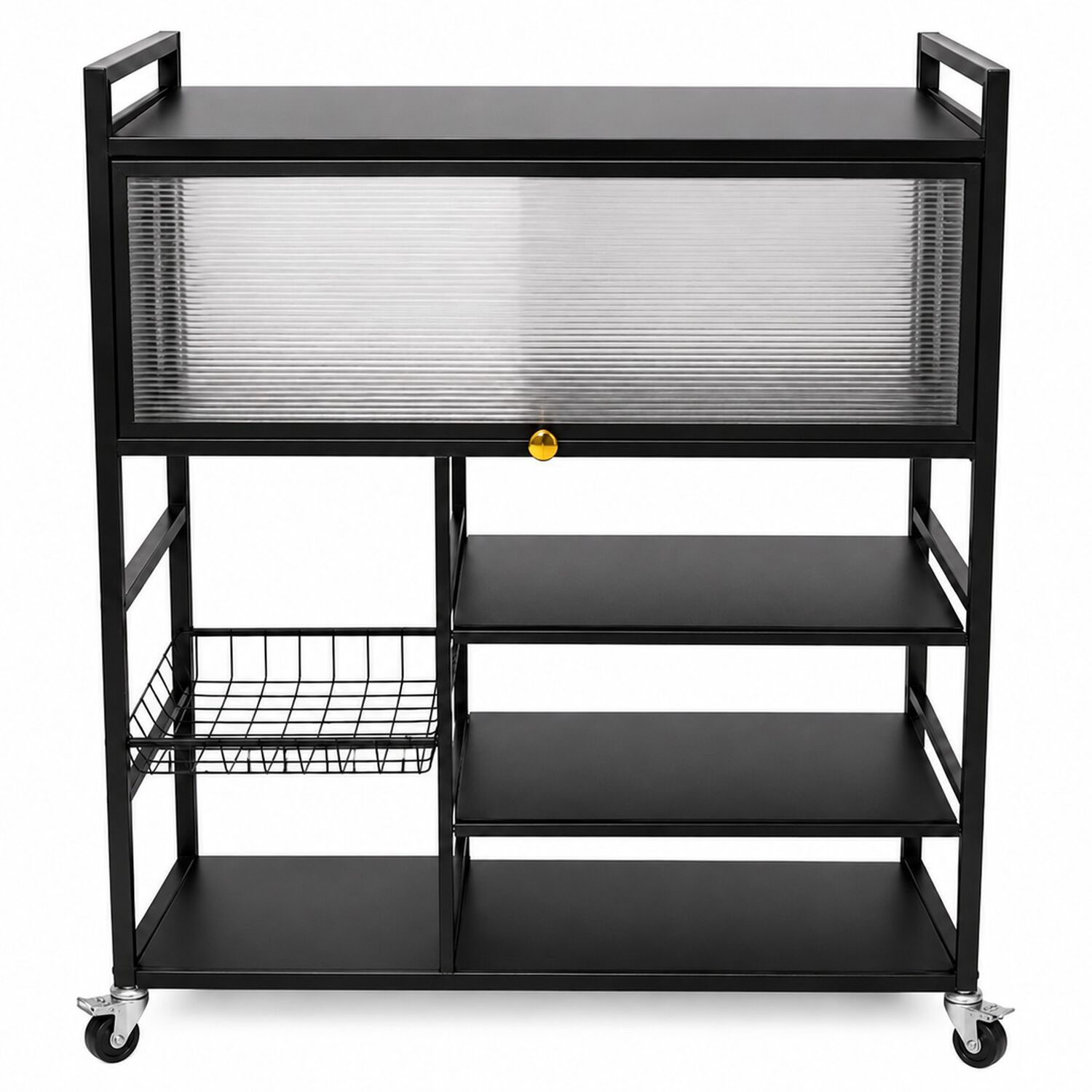 Estante Organizador Multiuso De Cocina Con Gabinete Y Ruedas Color Negro image number 1.0