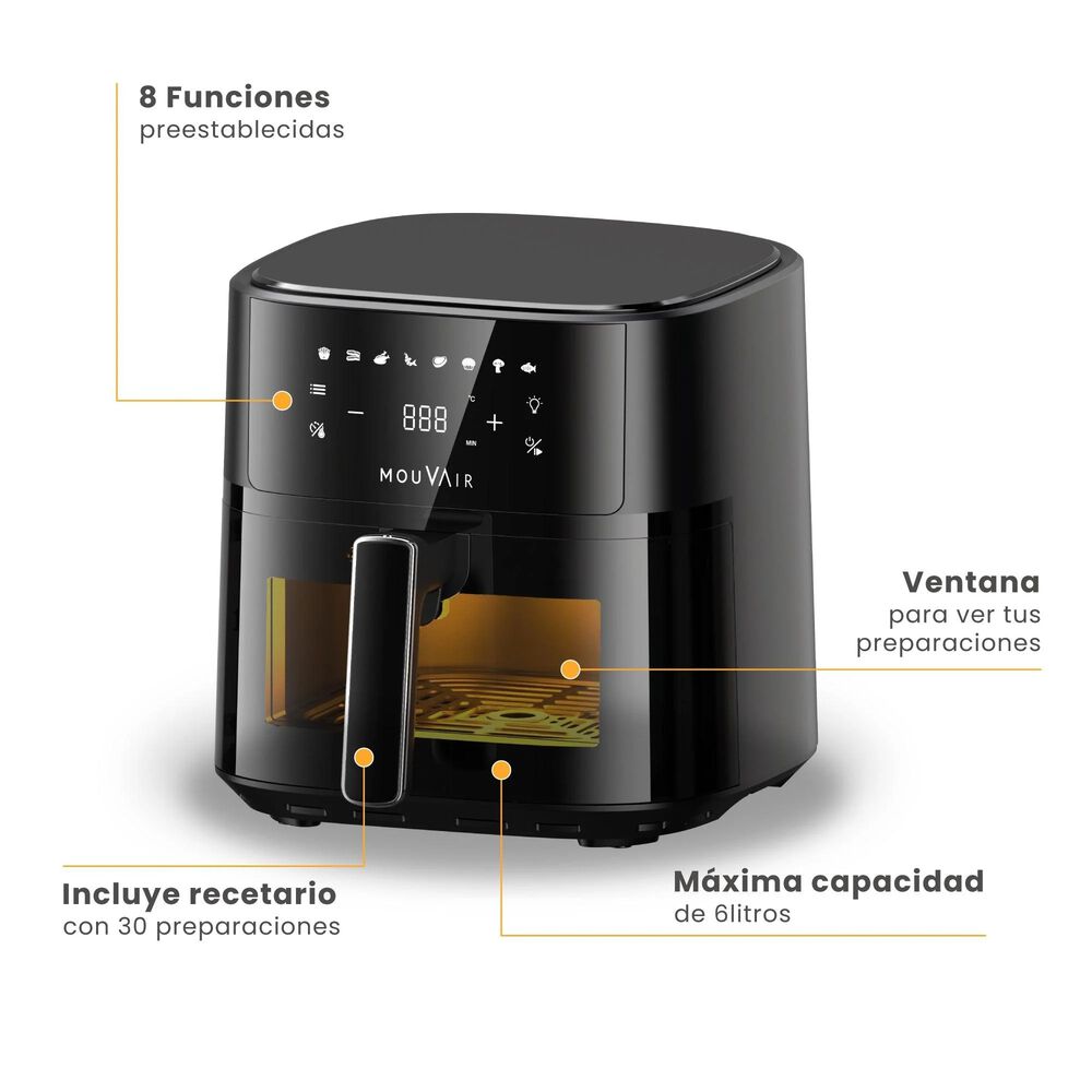 Freidora De Aire Mouvair Clear Fry + Hervidor Inteligente Mouvair Swan image number 4.0
