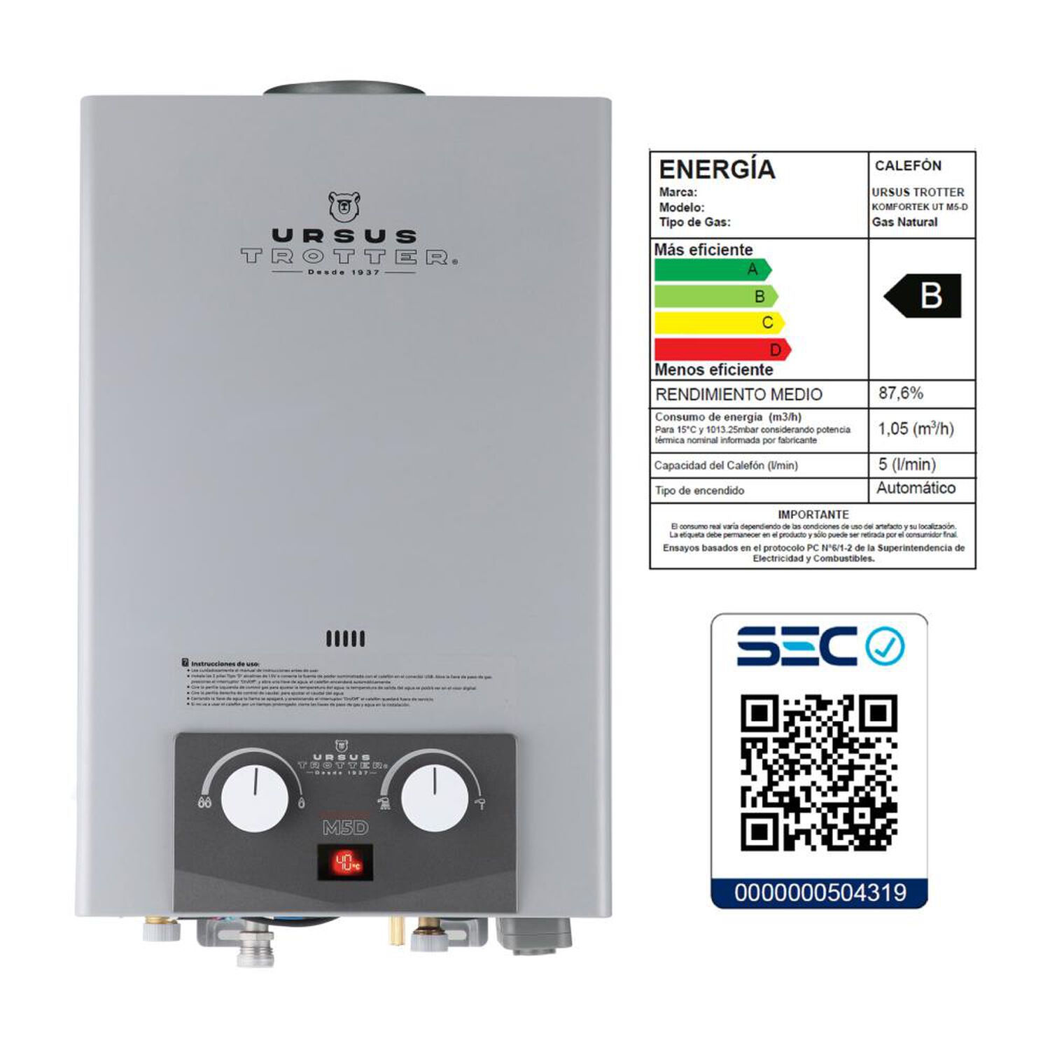 Calefont Ursus Trotter Komfortek UT M5-D GN / Tiro Natural / Gas Natural  / 5 Litros image number 4.0