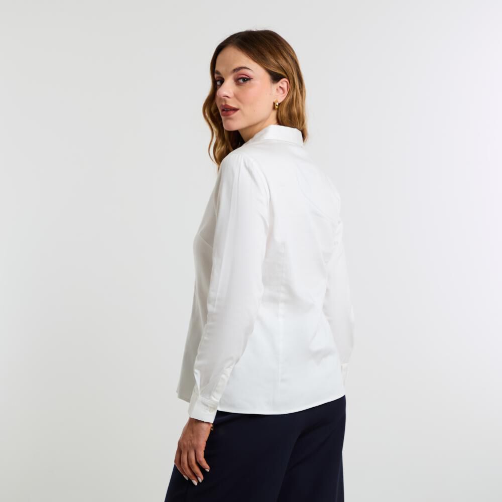 Blusa Listada Manga Larga Cuello Camisero Mujer Kimera image number 3.0