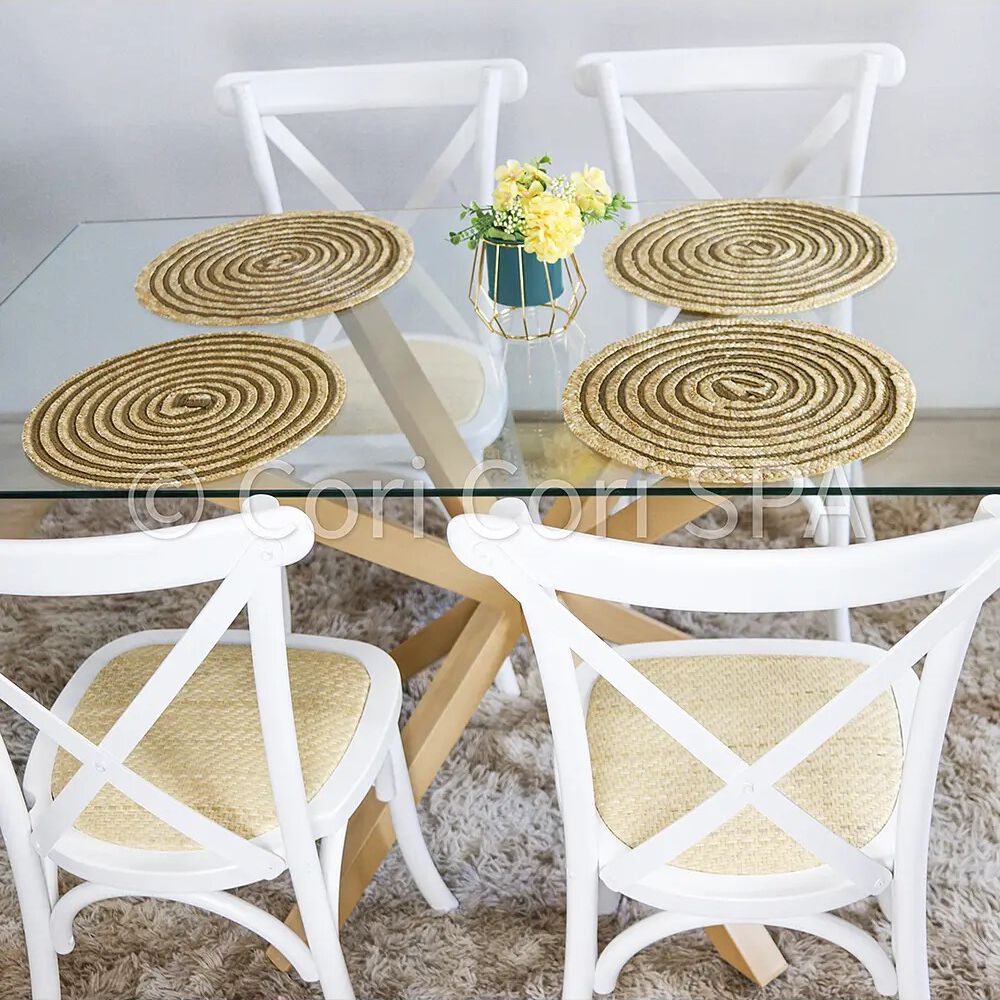 Juego De Comedor Madrid 140x80cms + 4 Sillas Crossback Madera Blanco image number 2.0