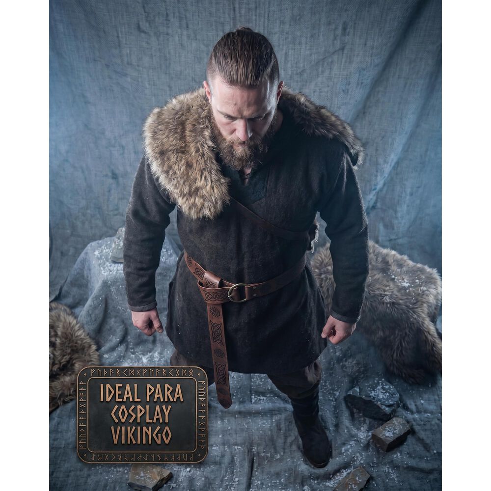 Cinturon Vikingo Medieval De Cuero Pu Accesorio Cosplay image number 2.0