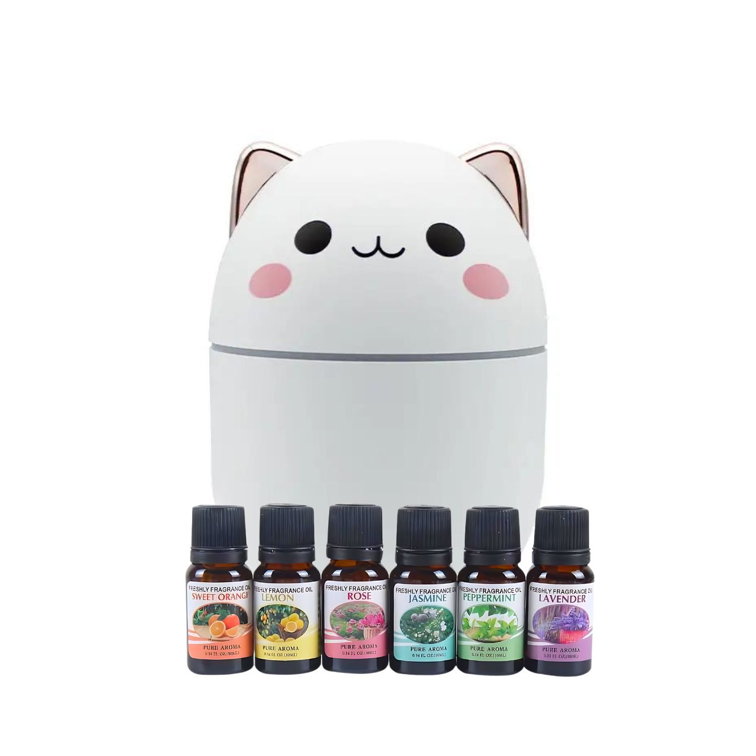 Pack Humidificador Dise&ntilde;o Gato Blanco + 6 Esencias Aromaticas image number 1.0