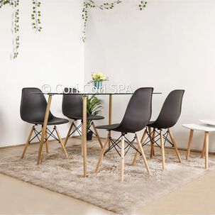 Comedor Rubi Vidrio 120x80cm + 4 Sillas Eames