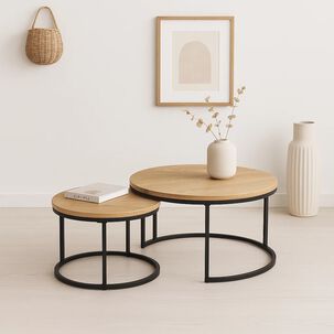 Juego De Mesas De Centro Anidadas - Madera Clara Juego De Mesas De Centro Anidadas - Madera Clara