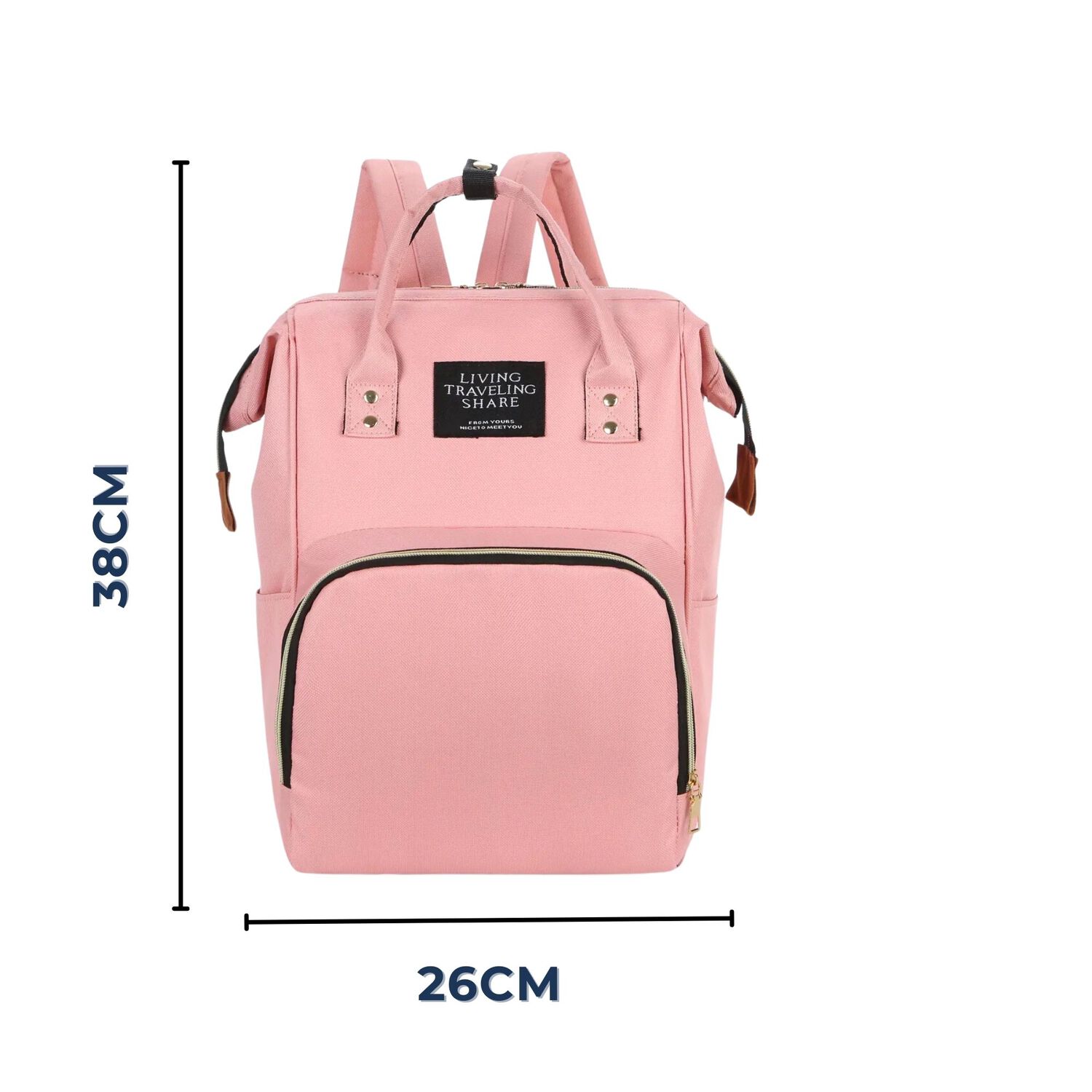 Mochila Maternal Bolso Pa&ntilde;alera Nylon Beb&eacute; Dise&ntilde;o Unicolor T&eacute;rmica E Impermeable Pink image number 2.0