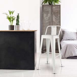 Pack 4 Piso Taburete Tolix Con Respaldo Blanco