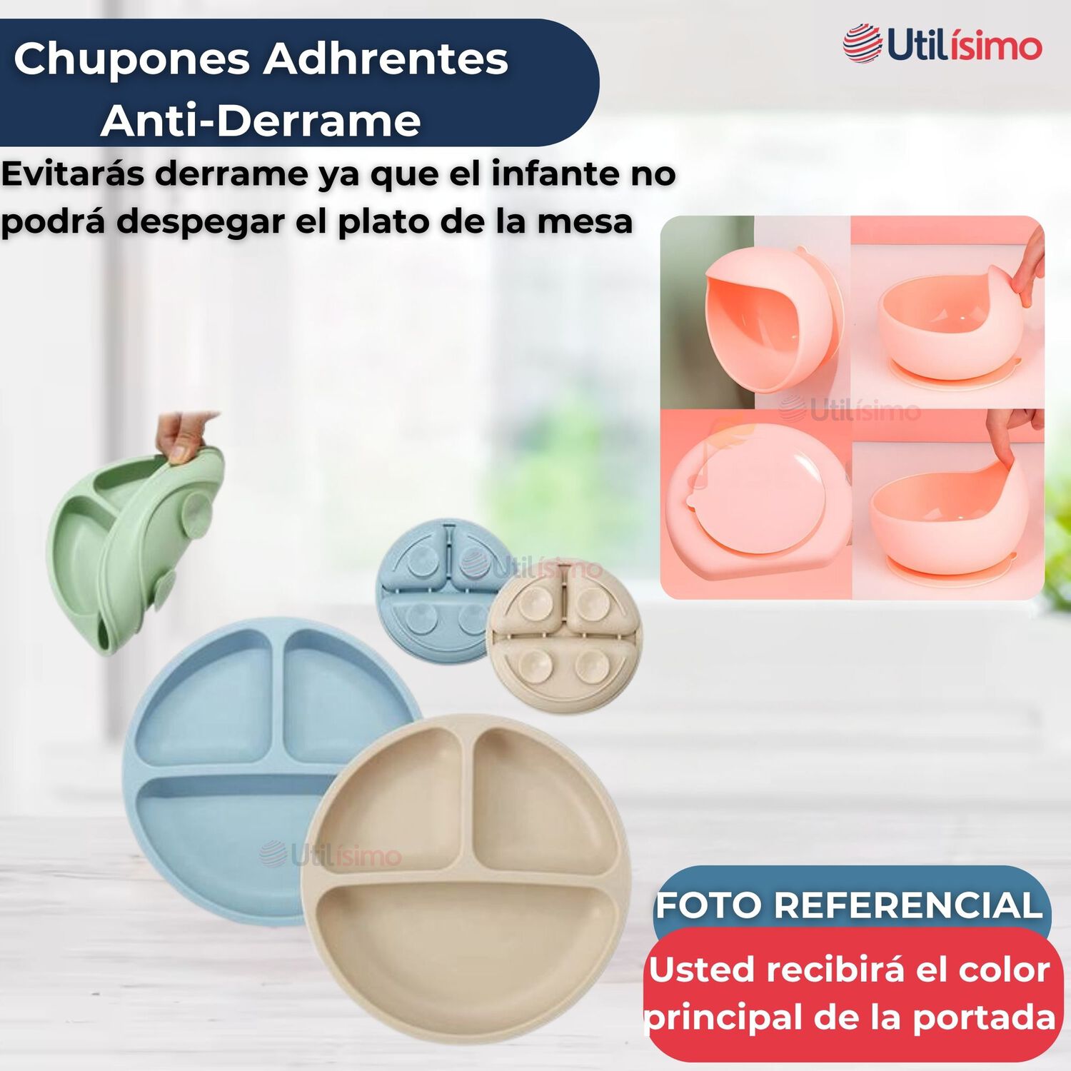 Set De Alimentaci&oacute;n Beb&eacute; Silicona De Formas 6 Piezas Libre Bpa Color Azul image number 9.0