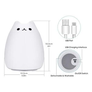 Lampara Led Silicona Gato Kawaii Luz Nocturna Espanta Cuco Lampara Led Silicona Gato Kawaii Luz Nocturna Espanta Cuco