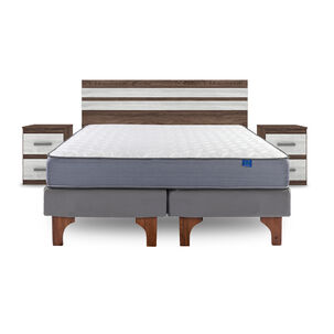 Cama Europea Flex Mola / 2 Plazas / Base Dividida + Set de Maderas Madrid