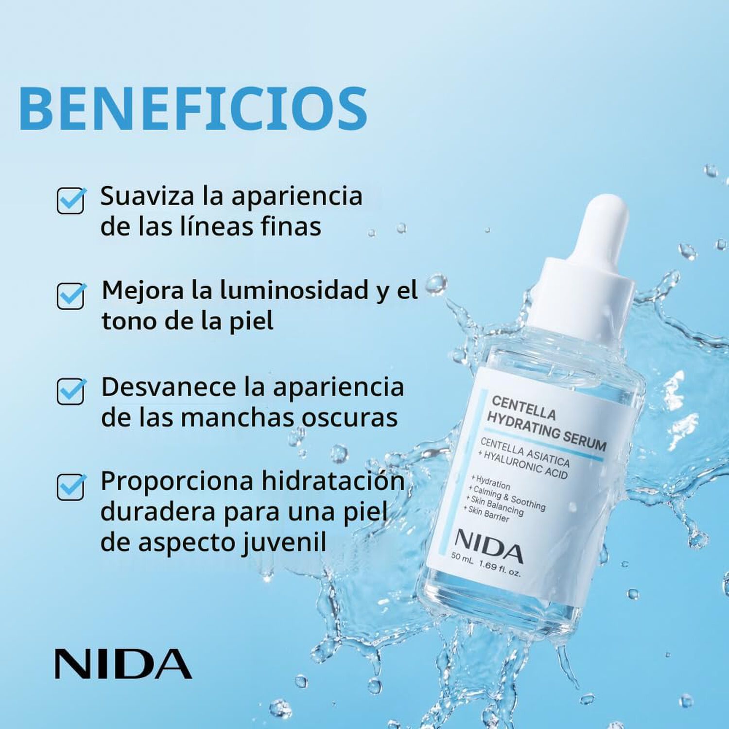 Centella Hydrating Serum (nida) - 50ml Serum Calmante E Hidratante Con Centella Asi&aacute;tica Y &Aacute;cido Hialur&oacute;nico image number 1.0