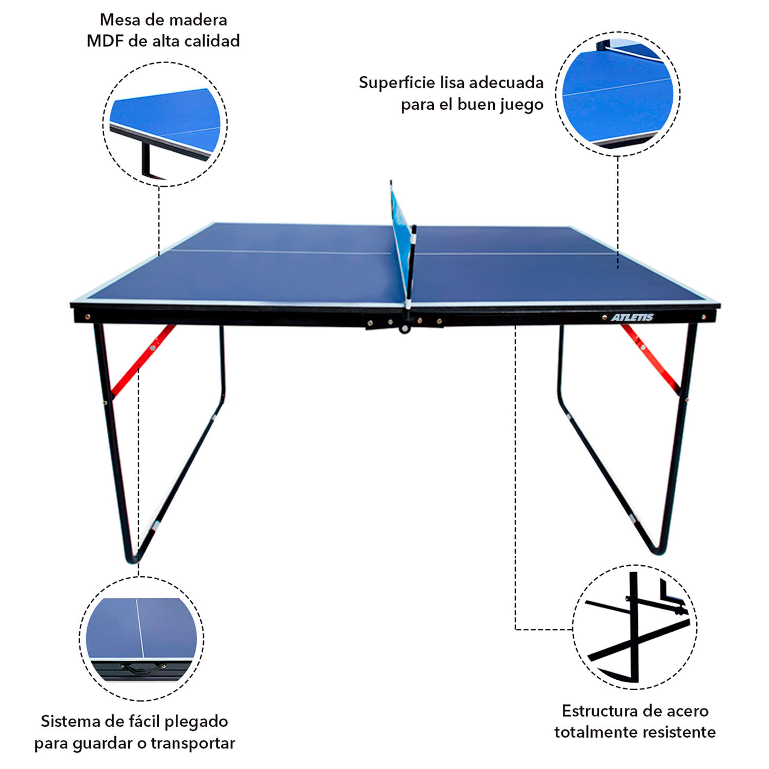 Mini Mesa De Ping Pong Port&aacute;til Azul image number 3.0