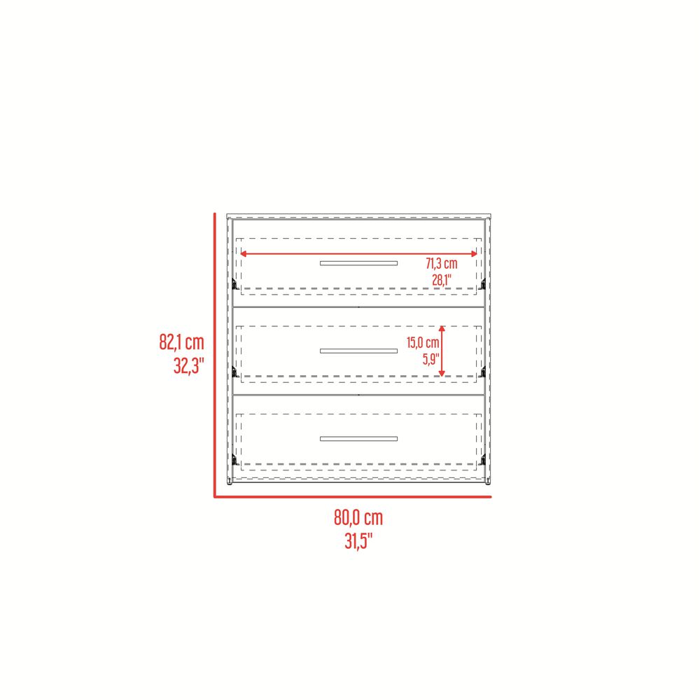Comoda 3 Cajones 82,1x80x52,3 Cm Caf&eacute; Y Negro image number 7.0