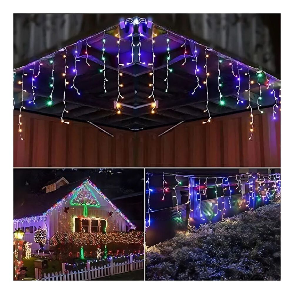 Set 3 Luces Navidad Solar Cascada 144 Led 3m Rgb Decoracion image number 3.0