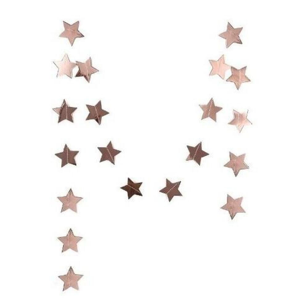 Guirnaldas De Papel Estrellas Espejo Oro Plata Rosa 4 Metros image number 12.0