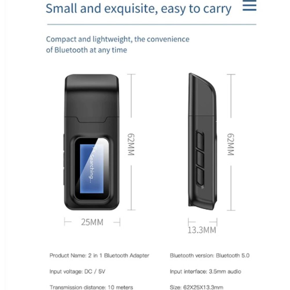 Adaptador Transmisor Receptor Bluetooth 5.0 Radio Auto Audi Usb Y Auxiliar Para Carro image number 5.0