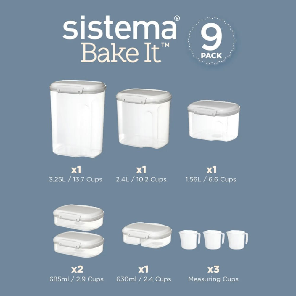 Sistema Set Contenedores Herm&eacute;ticos Bake It 9 Piezas image number 3.0