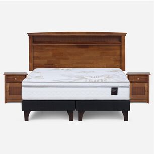 Cama Europea Rosen Art 4 / King / Base Dividida + Set De Maderas Veneto