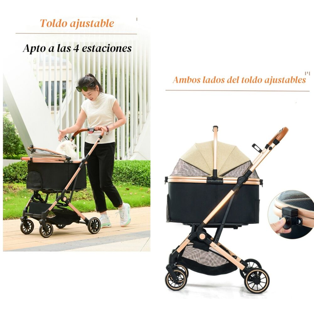 Coche Para Mascotas Premium 2 En 1 C106 Rosado Lubabycas image number 7.0