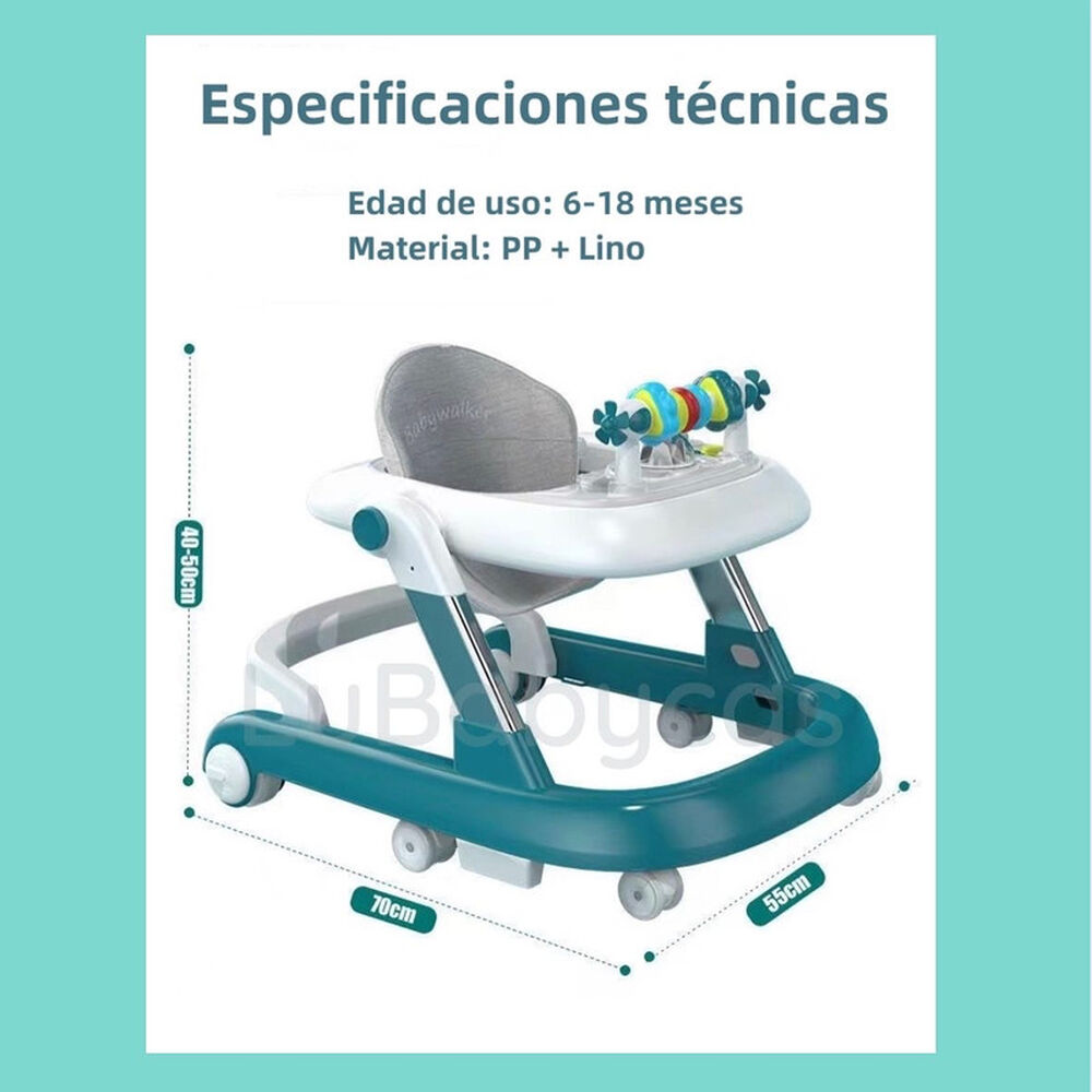 Andador Caminador Multifuncional 4 En 1 Lubabycas Gris image number 7.0