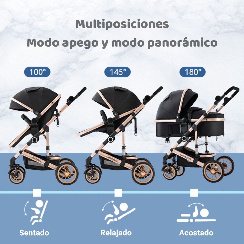 Coche Travel System Con Accesorios Musso Rosado Lubabycas image number 3.0