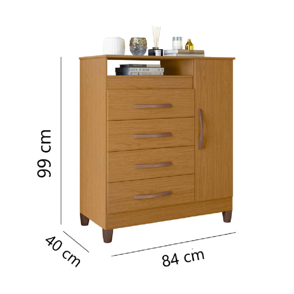 Comoda 4 Cajones 1 Puerta Turqueza Cinamomo image number 3.0