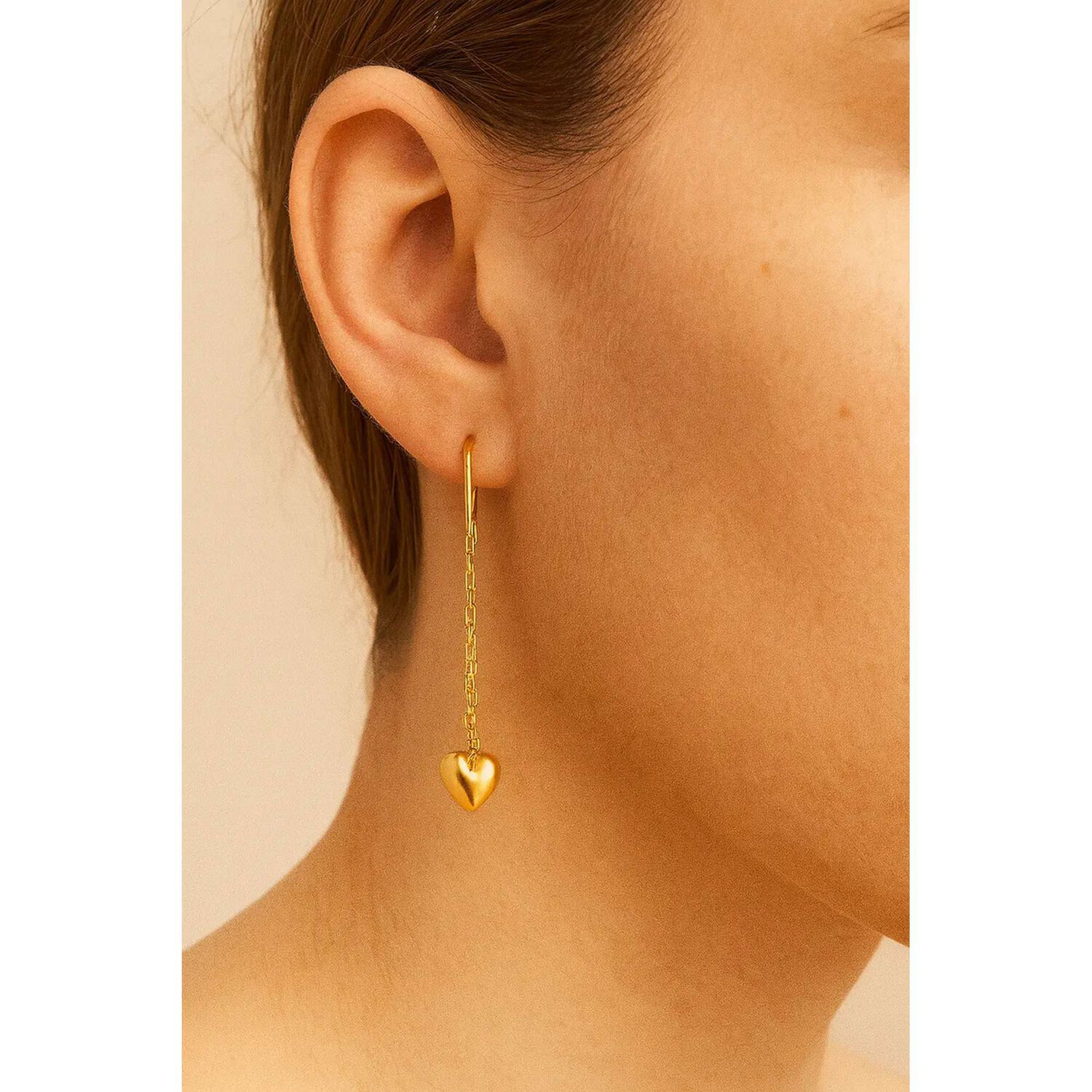 Aros Cadenas Oro 18k 3cm Colgantes 1.5gr Regalo Mujer image number 5.0