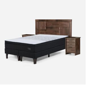 Cama Europea Rosen Tempo / King / Base Dividida + Set de Maderas Dolce