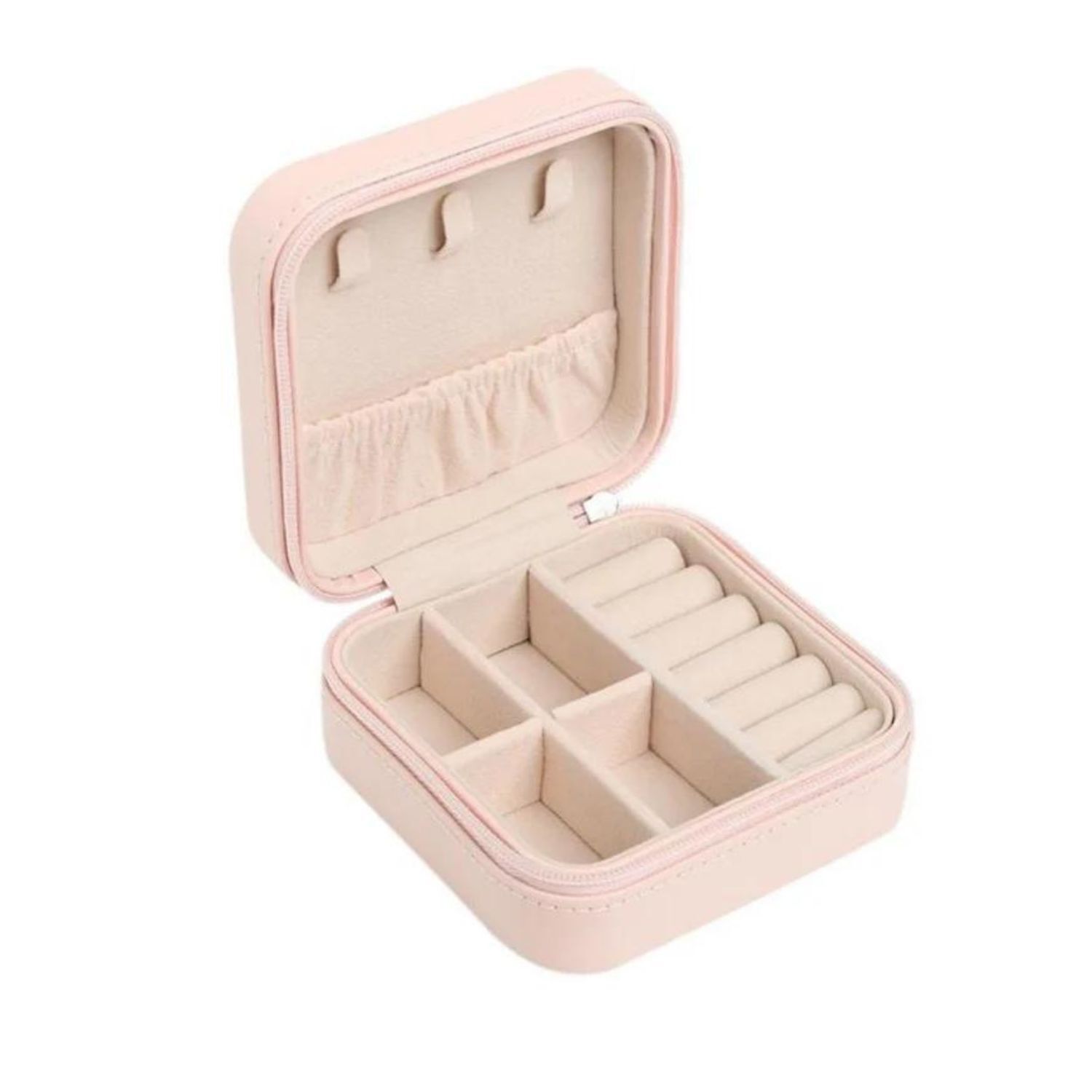 Estuche Organizador Joyas Cuadrado 10cm Joyero Rosa Aros image number 0.0