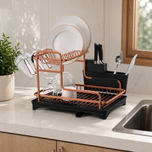 Secaplatos Escurridor De Aluminio 2 Niveles Rose Gold