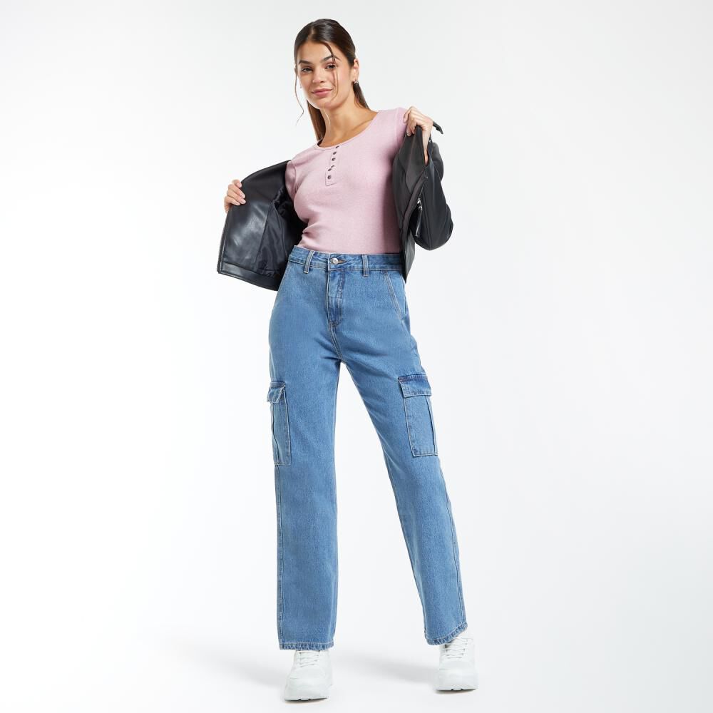 Jeans Cargo Tiro Alto Recto Mujer Freedom image number 1.0