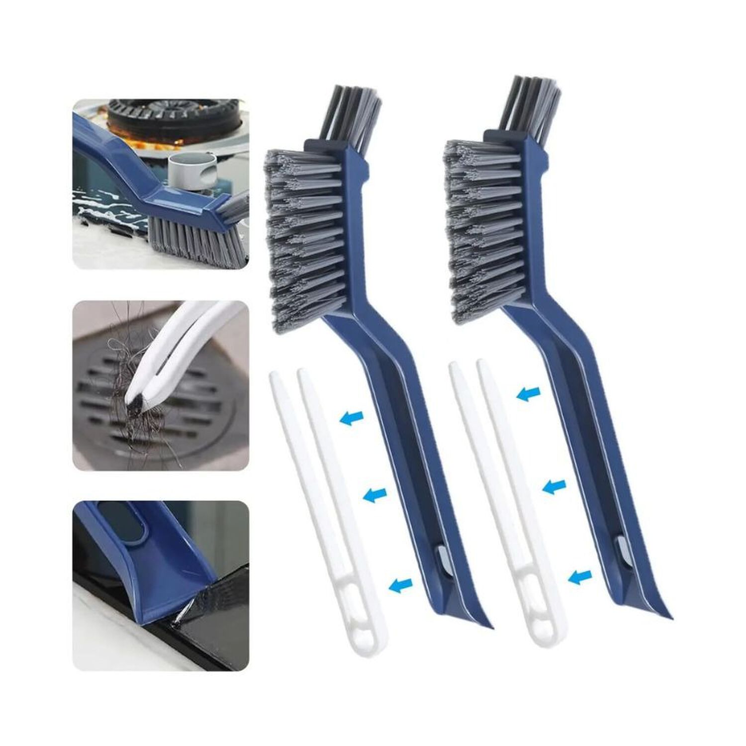 Pack 2 Cepillo Limpieza Grietas 3 En 1 Con Raspador Clip Azul image number 4.0
